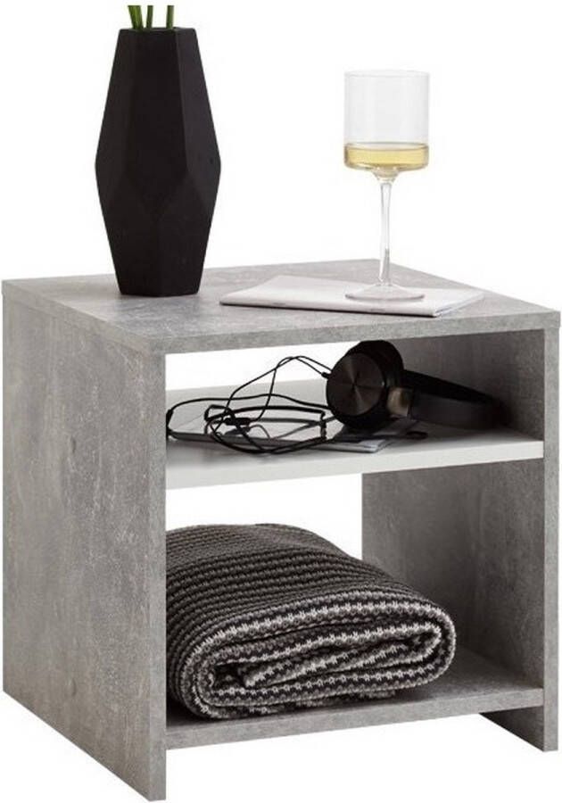 FDB Furniture Nachtkastje Lund 40 cm hoog in grijs beton