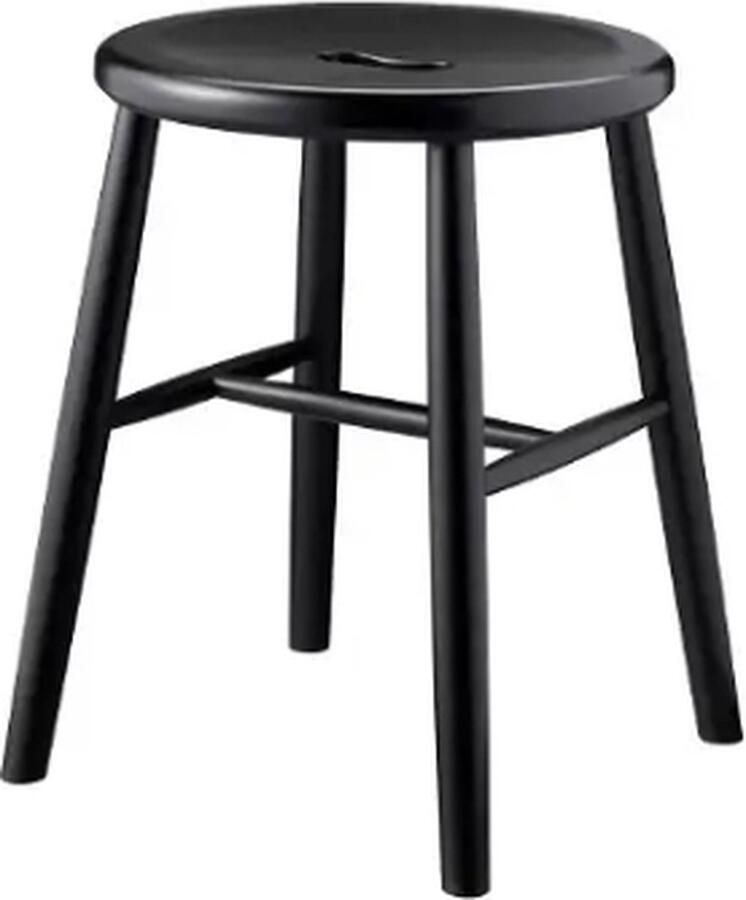 FDB Møbler Børge Mogensen J27 kruk H45.5cm D35cm beech painted waterbased zwart