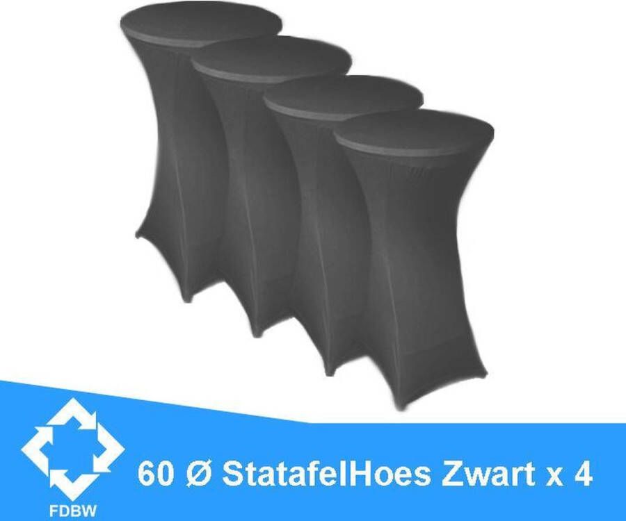 FDBW Statafelrok Luxe x 4 ZWART Statafel Tafelrok Statafelhoes Stretch – ∅60-65 x 110 cm – geschikt voor Horeca Evenementen Sta Tafel Hoes Statafel Staantafelhoes Cocktailparty Trouwerij Bruiloft Sta-tafel rok Statafelrok SET VAN 4