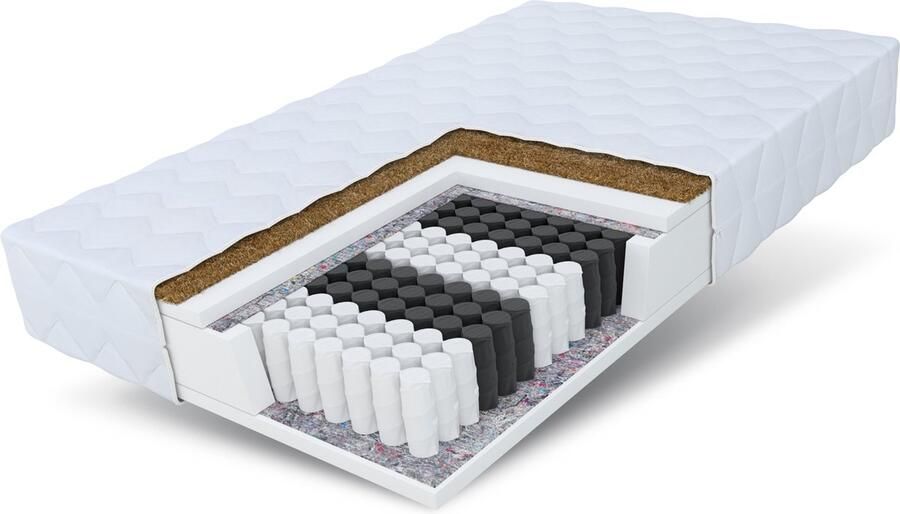 FDM FAMILY Matras 100x200 cm Pocketvering Matrassen Eenpersoons Hoogte 18 cm H3 en H4 Dubbelzijdig 7 zones Afritsbaar hoes wasbaar Antiallergisch en Ademende Öko-Tex gecertificeerd