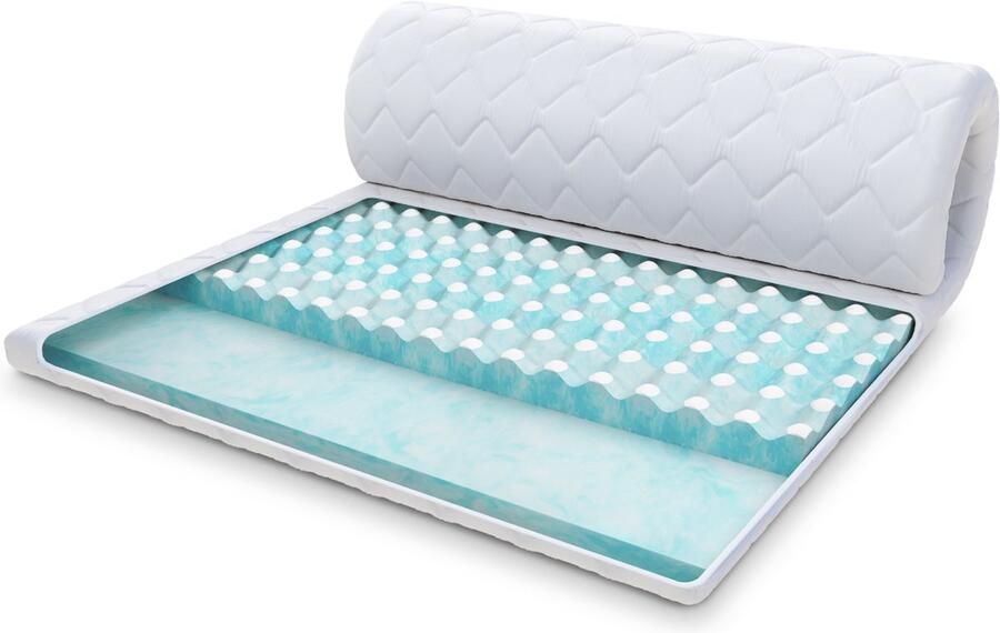 FDM MALTA DOUBLE Topmatras 140x200 cm Koudschuim Topmatrassen Topper Tweepersoons Hoogte 8 cm H4 RavineBlue Ademend Öko-Tex gecertificeerd Afritsbaar hoes wasbaar Antiallergisch en Ademende