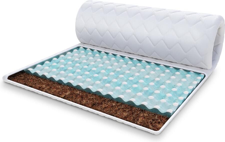 FDM MALTA MET KOKOS Topmatras 140x200 cm Koudschuim Topmatrassen Topper Tweepersoons Hoogte 5 cm H4 RavineBlue en Kokos Ademend Öko-Tex gecertificeerd Afritsbaar hoes wasbaar Antiallergisch en Ademende