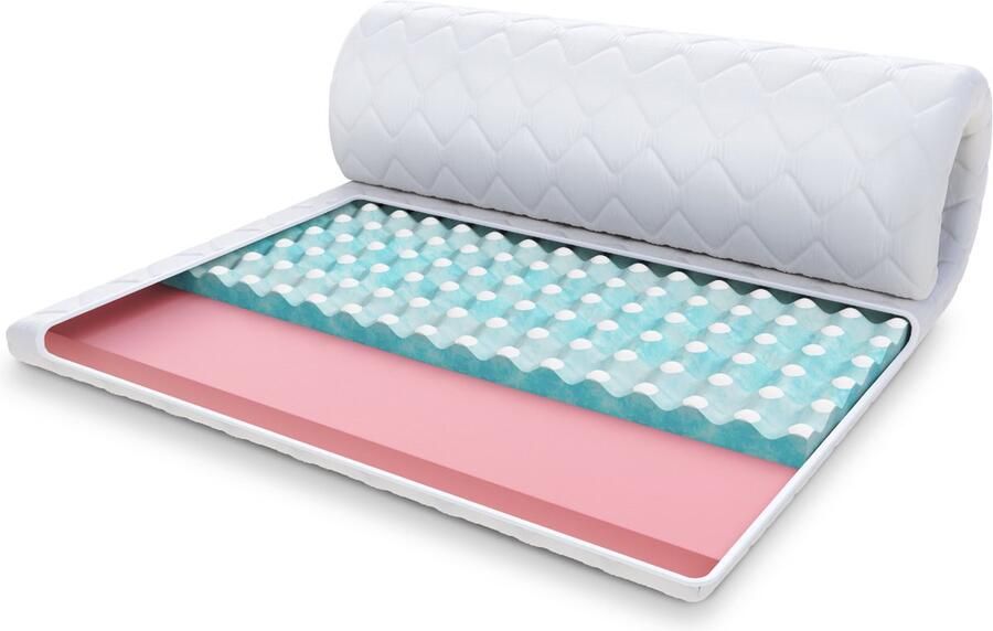 FDM MALTA MET VISCO Topmatras 140x200 cm Koudschuim Topmatrassen Topper Tweepersoons Hoogte 8 cm H4 RavineBlue en Visco Ademend Öko-Tex gecertificeerd Afritsbaar hoes wasbaar Antiallergisch en Ademende