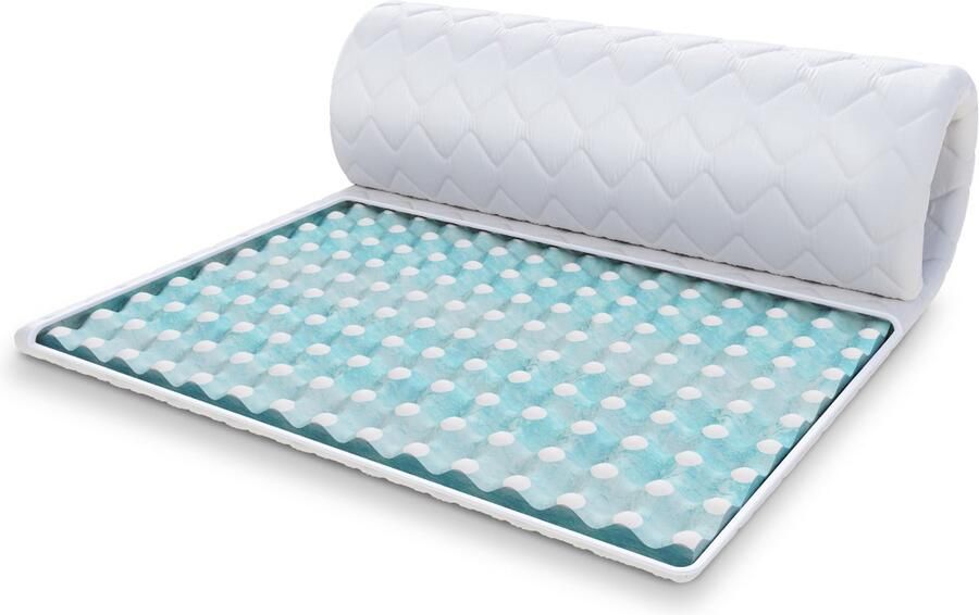 FDM MALTA Topmatras 90x200 cm Koudschuim Topmatrassen Topper Eenpersoons Hoogte 4 cm H4 RavineBlue Ademend Öko-Tex gecertificeerd Afritsbaar hoes wasbaar Antiallergisch en Ademende