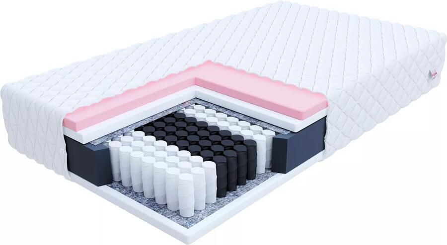 FDM MEMORY MAX Matras 140x200 cm Pocketvering Matrassen Tweepersoons Hoogte 24 cm H2 en H3 Dubbelzijdig 7 zones Afritsbaar hoes wasbaar Antiallergisch en Ademende Öko-Tex gecertificeerd