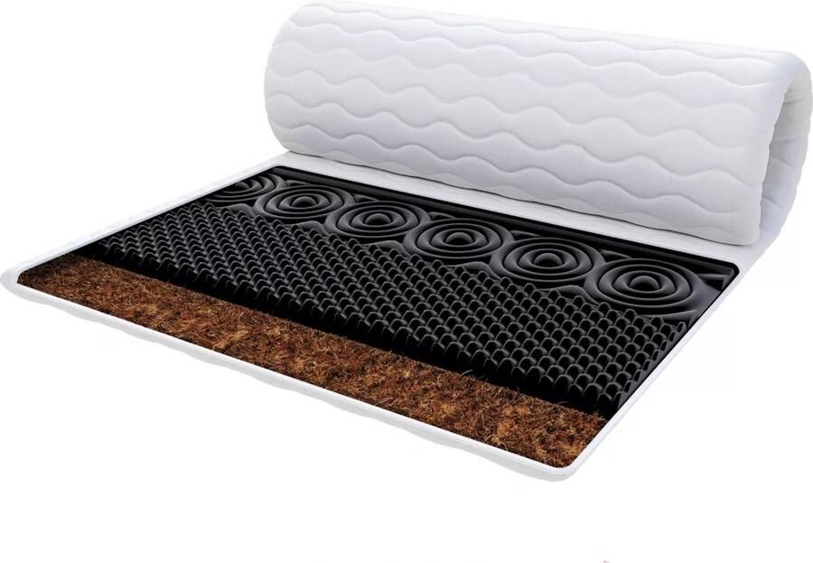 FDM NERO MET KOKOS Topmatras 140x200 cm Koudschuim Topmatrassen Topper Tweepersoons Hoogte 6 cm H4 HR H30 en Kokos Masserend Öko-Tex gecertificeerd Afritsbaar hoes wasbaar Antiallergisch en Ademende