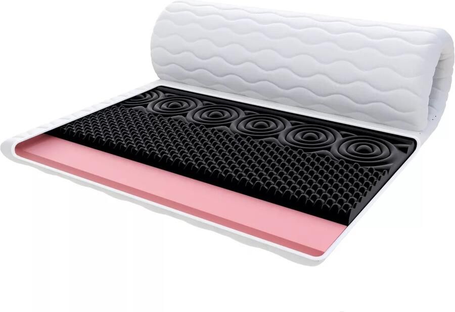 FDM NERO MET VISCO Topmatras 140x200 cm Koudschuim Topmatrassen Topper Tweepersoons Hoogte 7 cm H3 HR H30 en Visco Masserend Öko-Tex gecertificeerd Afritsbaar hoes wasbaar Antiallergisch en Ademende