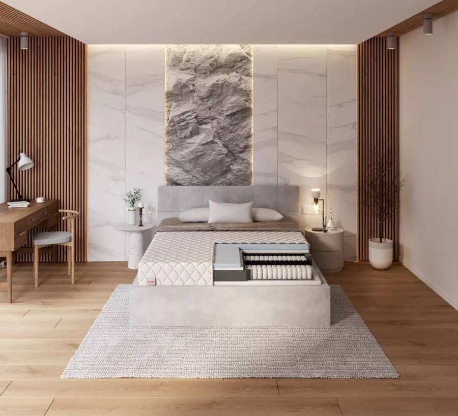 FDM ENNA Matras 100x200 cm Pocketvering Matrassen Eenpersoons Hoogte 19 cm H2 en H3 Dubbelzijdig 7 zones Afritsbaar hoes wasbaar Antiallergisch en Ademende Öko-Tex gecertificeerd - Foto 2