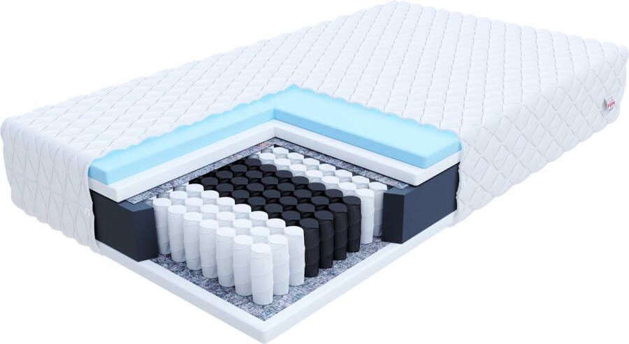 FDM ENNA MAX Matras 140x200 cm Pocketvering Matrassen Tweepersoons Hoogte 25 cm H2 Dubbelzijdig 7 zones Afritsbaar hoes wasbaar Antiallergisch en Ademende Öko-Tex gecertificeerd