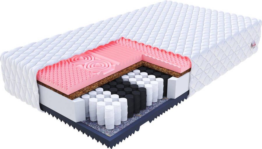 FDM GINASO Matras 140x200 cm Pocketvering Matrassen Tweepersoons Hoogte 22 cm H3 en H4 Dubbelzijdig 7 zones Afritsbaar hoes wasbaar Antiallergisch en Ademend Öko-Tex gecertificeerd