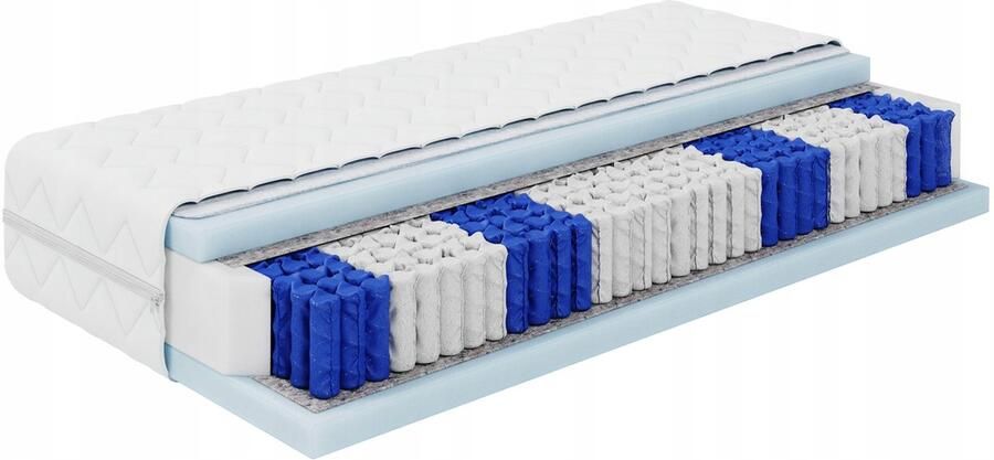 FDM sp. z o.o. sp.k. FDM Blanc Matras 140x200 cm Pocketvering Matrassen Tweepersoons Hoogte 23 cm Dubbelzijdig Afritsbaar hoes wasbaar Antiallergisch en Ademende Öko-Tex gecertificeerd