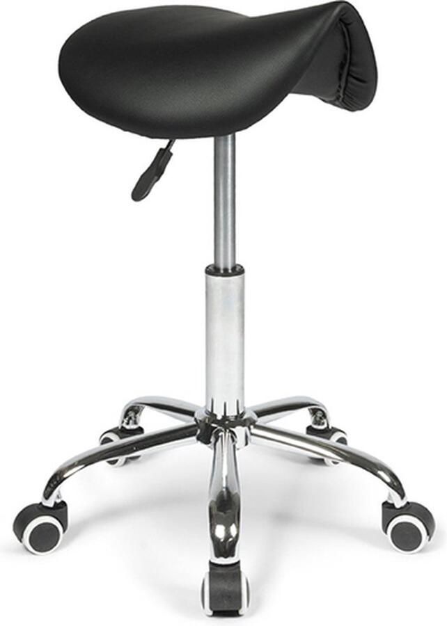 Fedec Zadelkruk Kapperskruk Tabouret Op hoogte instelbaar Min. 62 cm Max. 75 cm Zwart