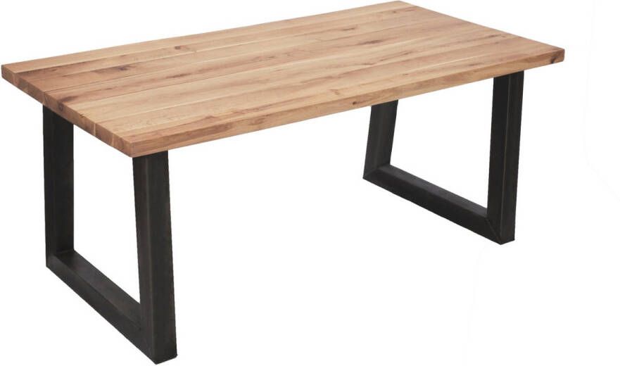 Feelhome Feel Home 160x90 Eettafel Massief Boomstamblad Eiken 5 cm dik U Frame - Foto 2