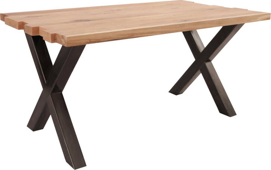Feel Furniture 200x100 Eettafel Massief Boomstamblad Eiken Constructed oak 5 cm dik Twin U Frame - Foto 2
