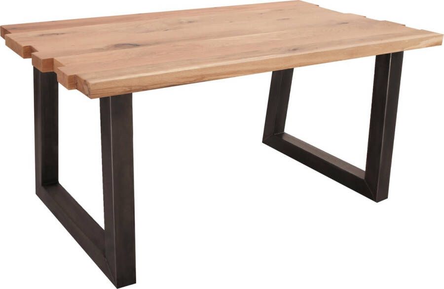 Feel Furniture 220x100 Eettafel Massief Boomstamblad Eiken Constructed oak 5 cm dik U Frame - Foto 2