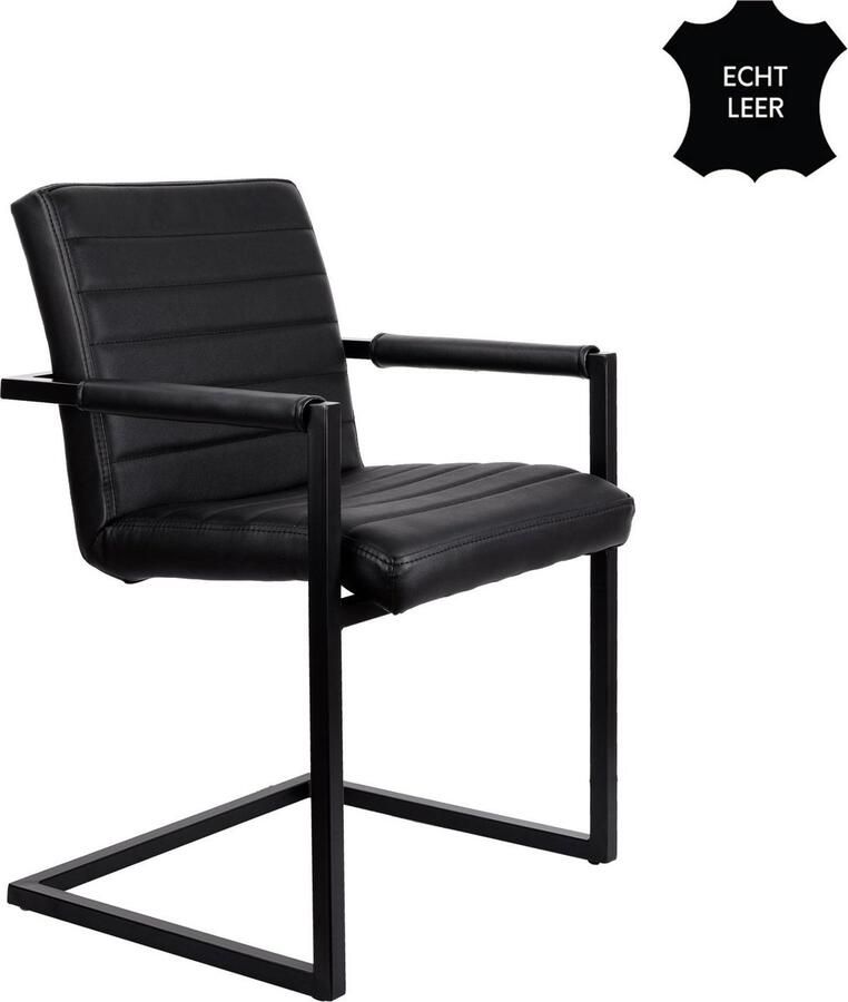 Feelhome Feel Home Eetkamerstoel Conference Echt leer Zwart
