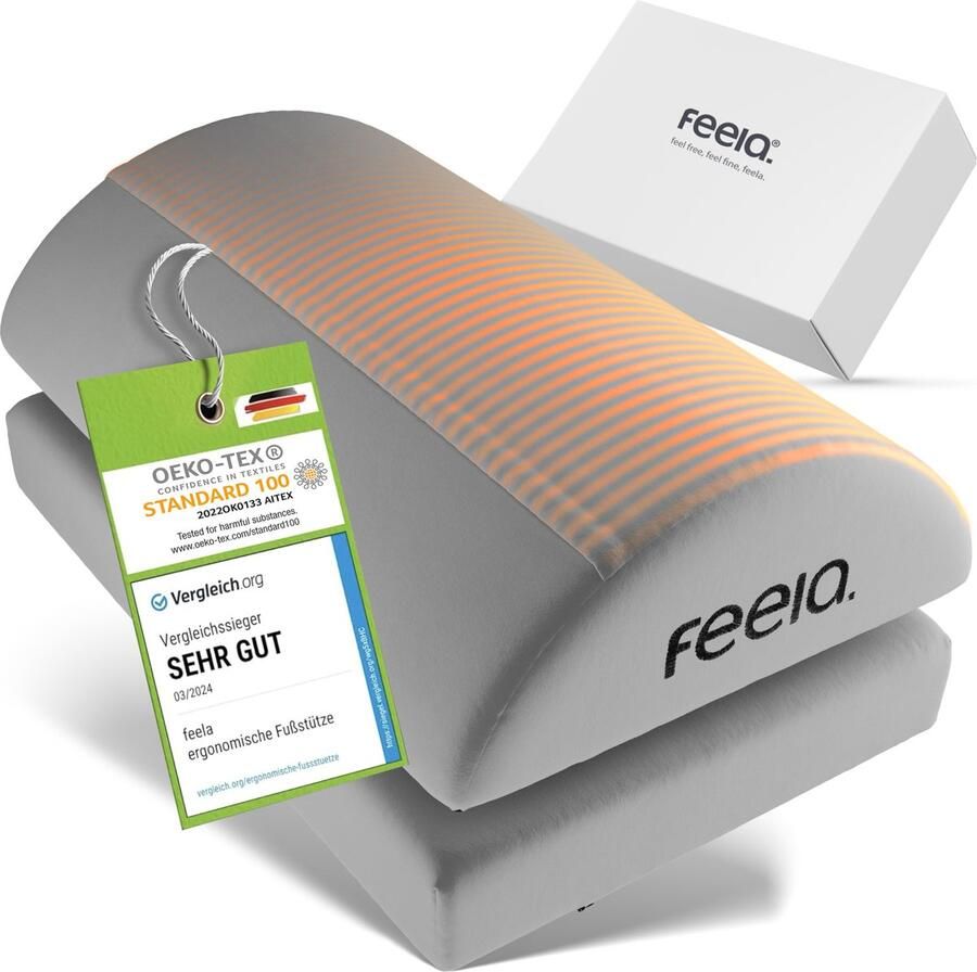 Feela . Voetensteun Bureau [VERGELIJKINGSWINNAAR] met nieuwe voetenwarmerzak Te gebruiken als voetenbankje of voetensteun op kantoor Voetensteun In hoogte verstelbaar (Zilver)