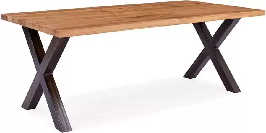 Feelhome Feel Home 160x90 Eettafel Massief Glad Boomstamblad Eiken 5 cm dik X Frame - Foto 2