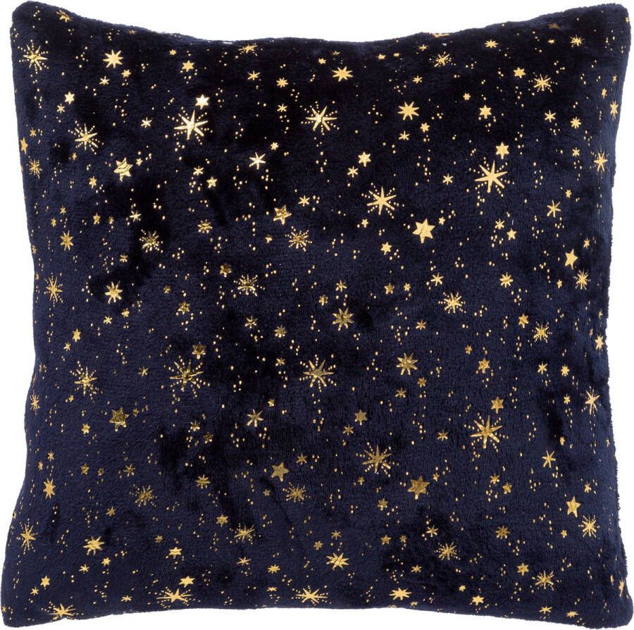 Feeric lights & Christmas Feeric Christmas bank sier kussen sterrenhemel blauw goud 40 cm