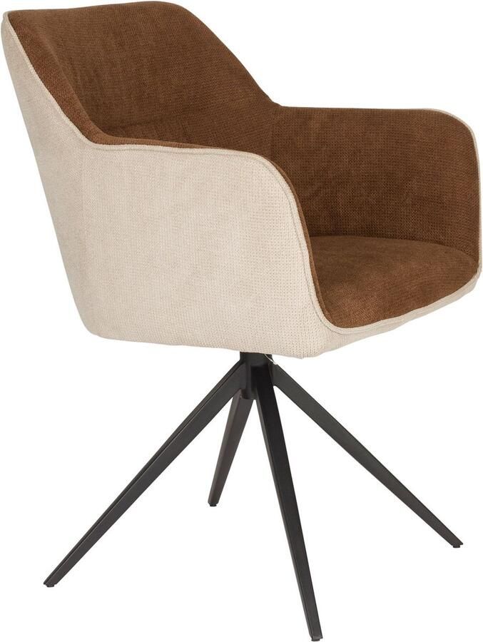 Housecraft living Feliz Lifestyle Daley Eetkamerstoelen Beige Bruin Set van 2 - Foto 2