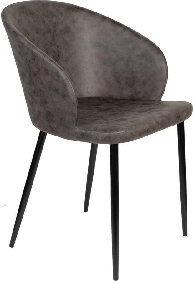 Housecraft Living Housecraft Hadid Eetkamerstoelen Kunstleer Antraciet Grijs Set van 2 - Foto 3