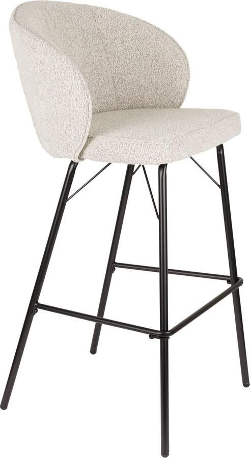 Housecraft Living Housecraft Joa Barkruk met rugleuning Bouclé Beige Set van 2 - Foto 2