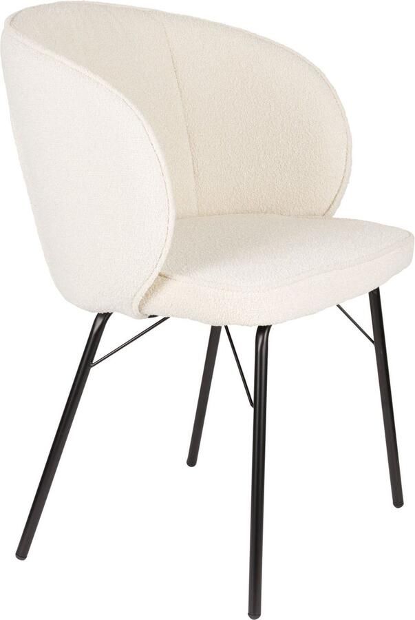Housecraft living Feliz Lifestyle Joa Eetkamerstoelen Bouclé Wit Set van 2 - Foto 2
