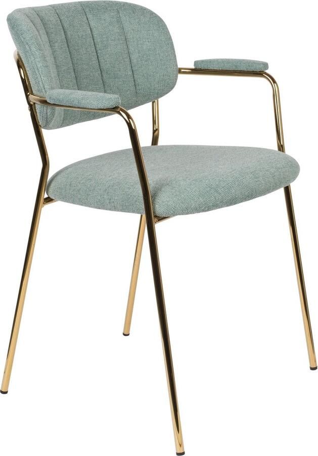 Housecraft Living Housecraft Jolien Eetkamerstoelen met armleuning Goud Lichtgroen Set van 2 - Foto 2