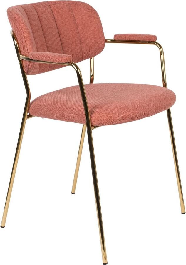 Housecraft Living Housecraft Jolien Eetkamerstoelen met armleuning Goud Roze Set van 2 - Foto 2