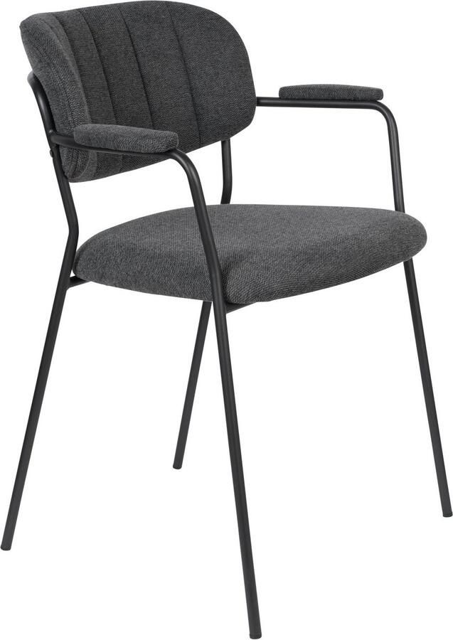 Housecraft Living Housecraft Jolien Eetkamerstoelen met armleuning Zwart Donkergrijs Set van 2 - Foto 2