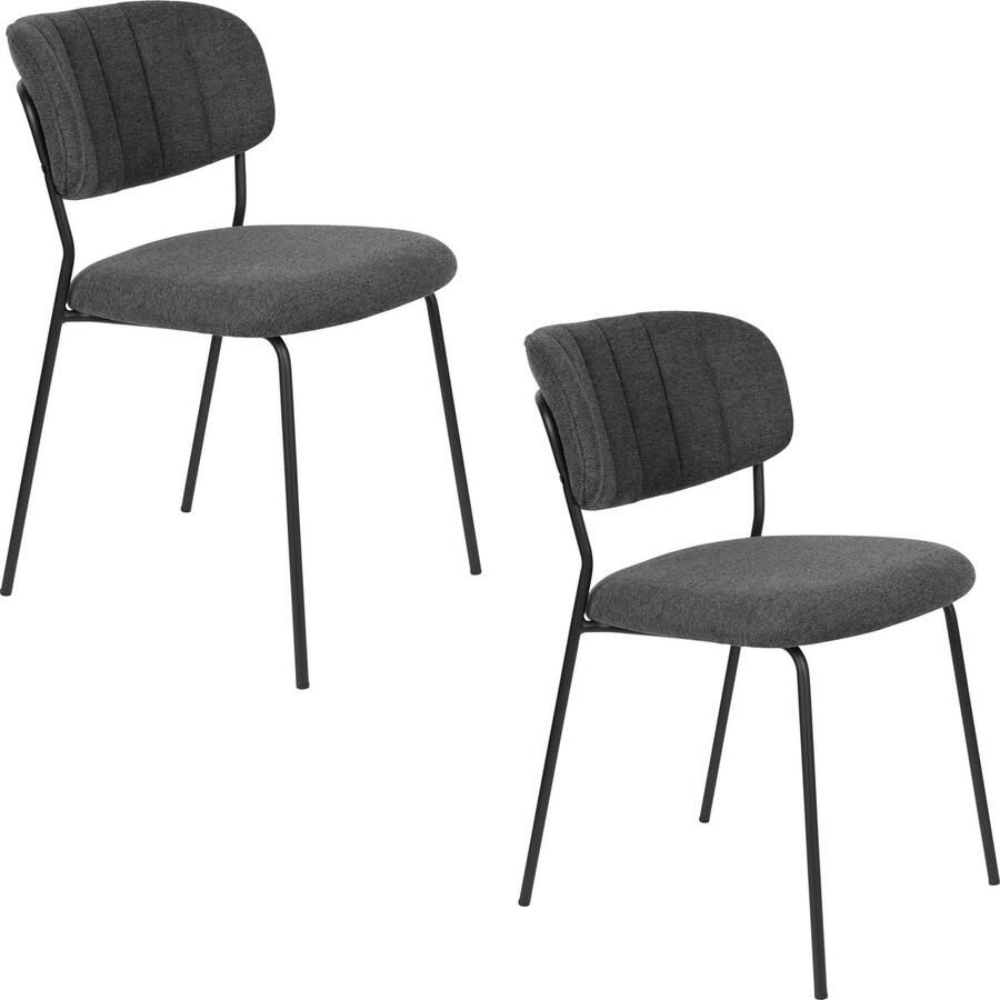 Housecraft Living Housecraft Jolien Eetkamerstoelen Zwart Donkergrijs Set van 2
