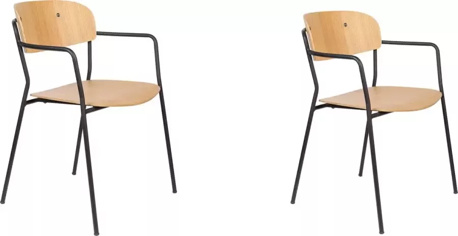 Housecraft Living Housecraft Jolien Eetkamerstoelen met armleuning Zwart Wood Set van 2 - Foto 2