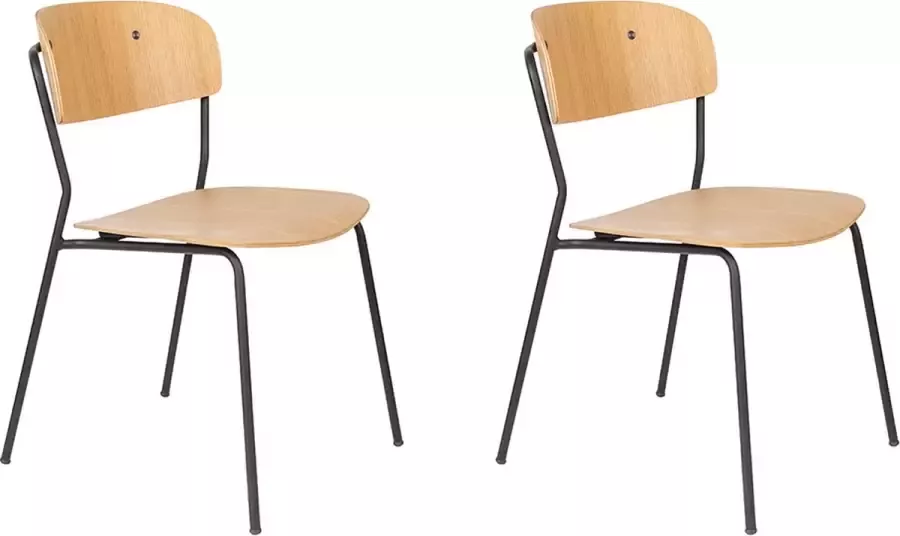 Feliz Lifestyle Jolien Eetkamerstoel Zwart Hout Set van 2