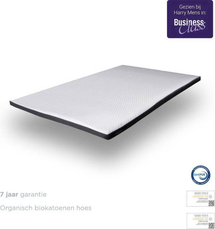 Felman Premium Hybrid Topdekmatras 90x220 cm Inclusief Hoeslaken Ergonomisch Organische Biokatoen 7 cm dik