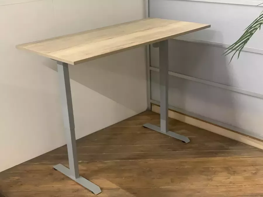 FERBOX Kantoor & Design FB01 elektrisch zit sta bureau met memory grijs onderstel halifax natuur eiken blad NU MET GRATIS USB OPLADER! 180 x 80 NIEUW