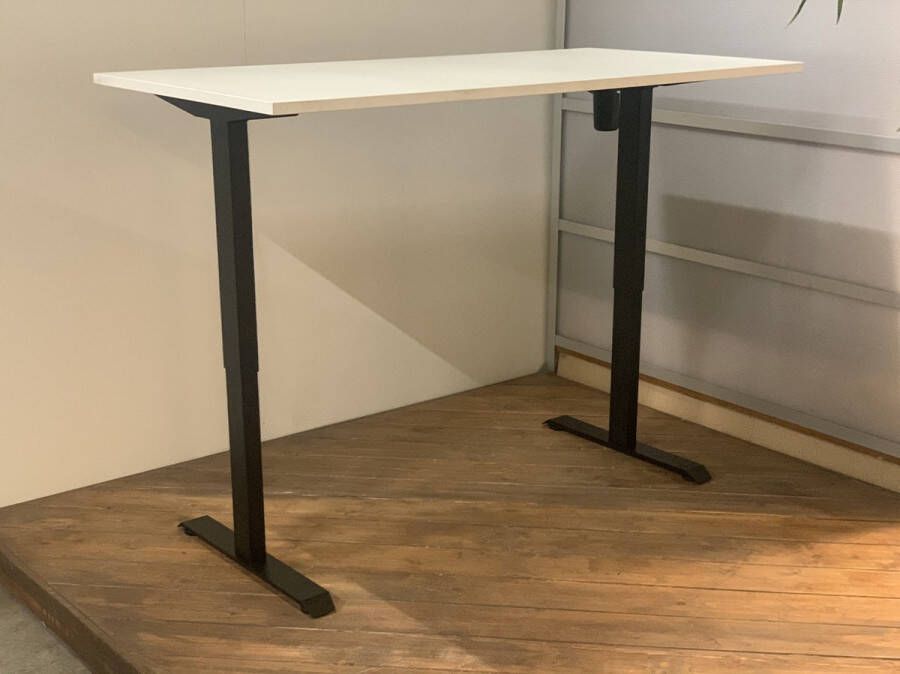 FERBOX Kantoor & Design FB01 elektrisch zit sta bureau met memory zwart onderstel wit blad NU MET GRATIS USB OPLADER! 140 x 80 NIEUW