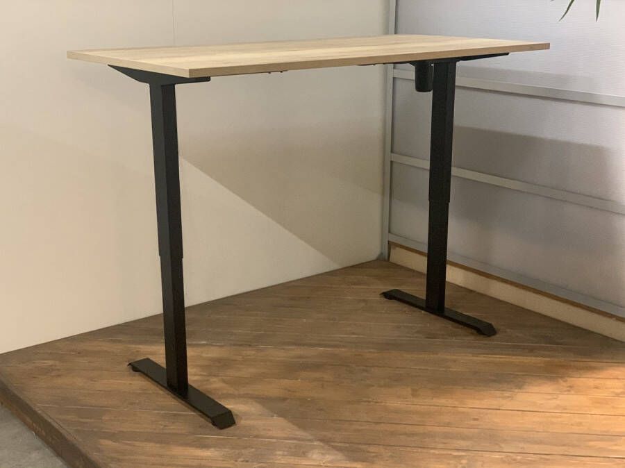 FERBOX Kantoor & Design FB01 elektrisch zit sta bureau met memory zwart onderstel halifax natuur eiken blad NU MET GRATIS USB OPLADER! 160 x 80 NIEUW