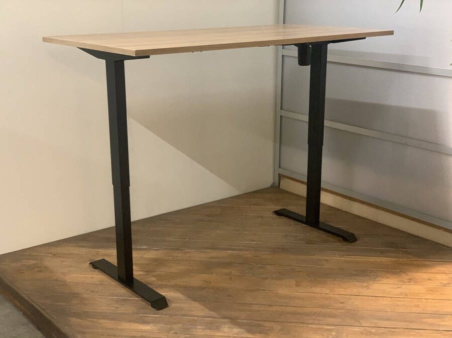 FERBOX Kantoor & Design FB01 elektrisch zit sta bureau met memory zwart onderstel havanna blad NU MET GRATIS USB OPLADER! 120 x 80 NIEUW