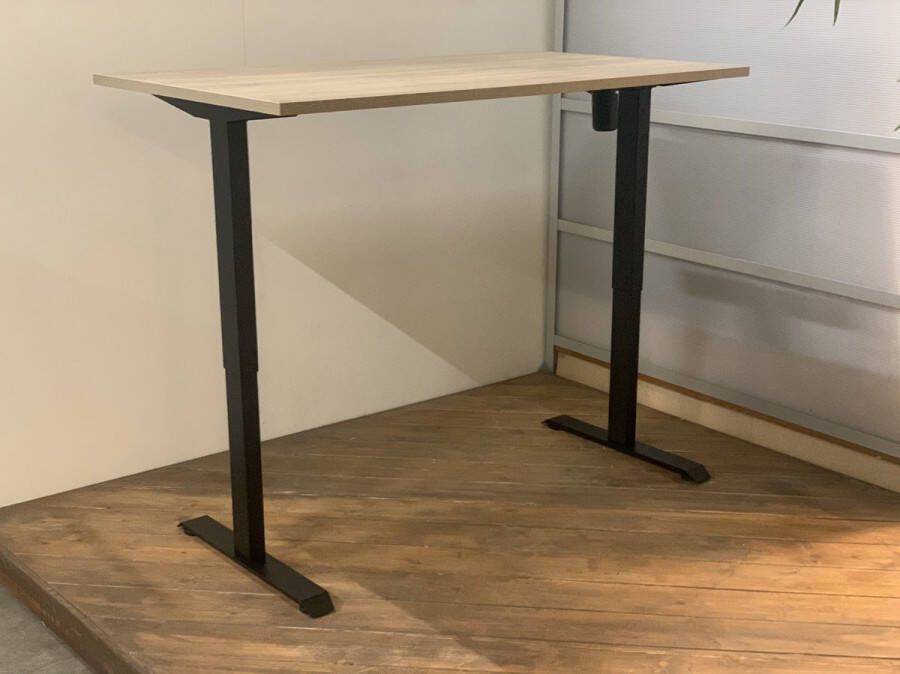 FERBOX Kantoor & Design FB01 elektrisch zit sta bureau met memory zwart onderstel robson midden eiken blad NU MET GRATIS USB OPLADER! 180 x 80 NIEUW