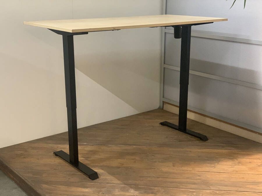 FERBOX Kantoor & Design FB01 elektrisch zit sta bureau met memory zwart onderstel ahorn licht eiken blad NU MET GRATIS USB OPLADER! 160 x 80 NIEUW