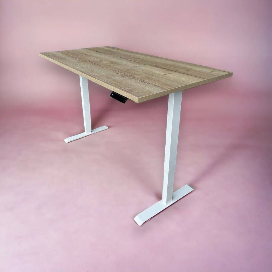 FERBOX Kantoor & Design Elektrisch zit-sta bureau Ferbox halifax natuur eiken wit onderstel met memory functie en USB oplaadmogelijkheid 160 x 80 NIEUW