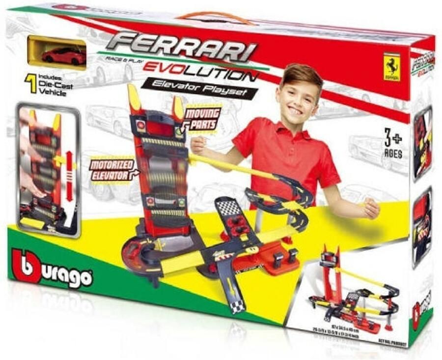 Ferrari Evolution Elevator Playset Bburago Speelgoed Garage (Inclusief 1 43 Modelauto) Speelgoed voor Kinderen Jongens Meisjes Speelgoed Auto Modelauto Race Auto