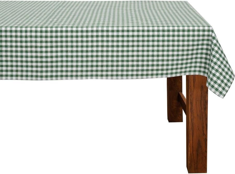 FILU Donkergroen wit geruit tafelkleed 100% katoen 100 x 140 cm