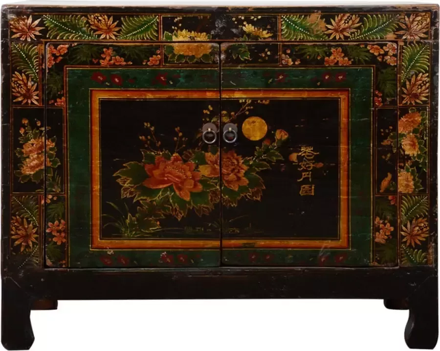 Fine Asianliving Antieke Chinese Dressoir Handbeschilderd Volle Maan B85xD38xH68cm Chinese Meubels Oosterse Kast