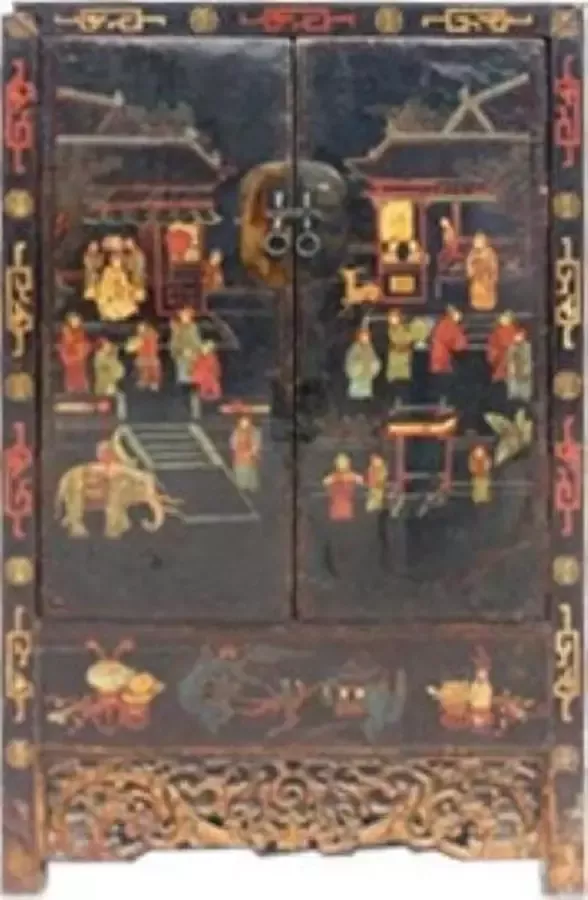 Fine Asianliving Antieke Chinese Bruidskast 125jaar Handgeschilderd B117xD46xH187cm Chinese Meubels Oosterse Kast - Foto 1