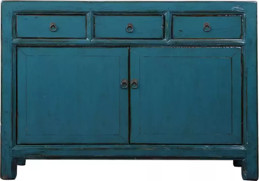 Fine Asianliving Antieke Chinese Dressoir Blauw High Gloss B128xD39xH90cm Chinese Meubels Oosterse Kast