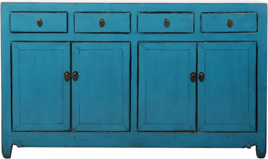 Fine Asianliving Antieke Chinese Dressoir Blauw High Gloss B154xD40xH93cm Chinese Meubels Oosterse Kast