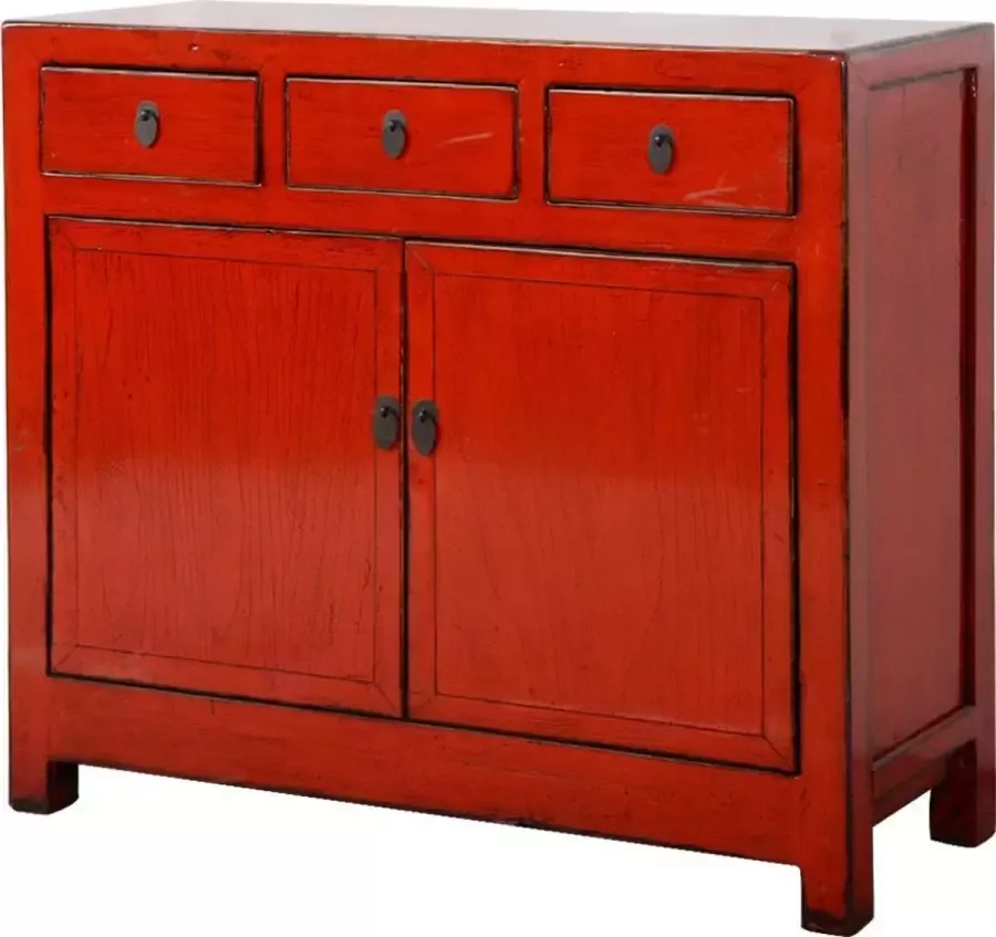 Fine Asianliving Antieke Chinese Dressoir Rood Glossy B108xD40xH96cm Chinese Meubels Oosterse Kast - Foto 1