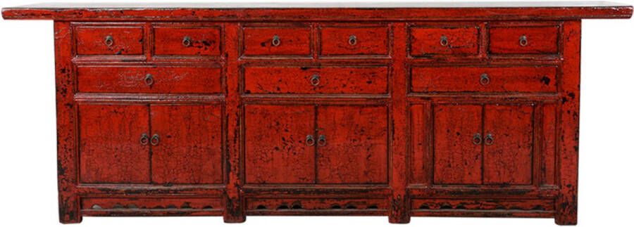 Fine Asianliving Antieke Chinese Dressoir Rood Glossy B255xD47xH93cm Chinese Meubels Oosterse Kast - Foto 1