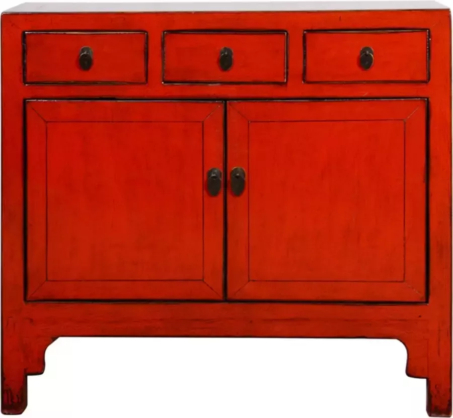Fine Asianliving Antieke Chinese Dressoir Rood High Gloss B99xD40xH92cm Chinese Meubels Oosterse Kast